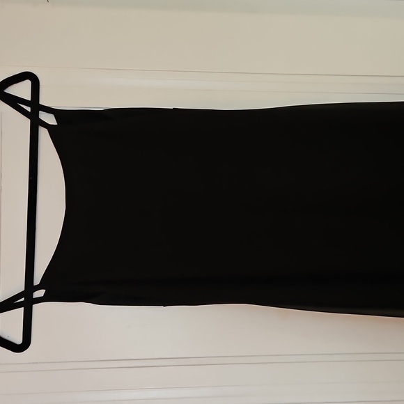 Semi-Formal Black Maxi Dress, Sheer Outer Layer, Front Slit, Sz M - Picture 10 of 13